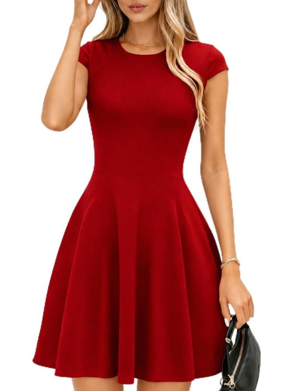Trendy Mini Dress for Women - Summer Casual A-Line Swing Sundress, Cap Sleeve